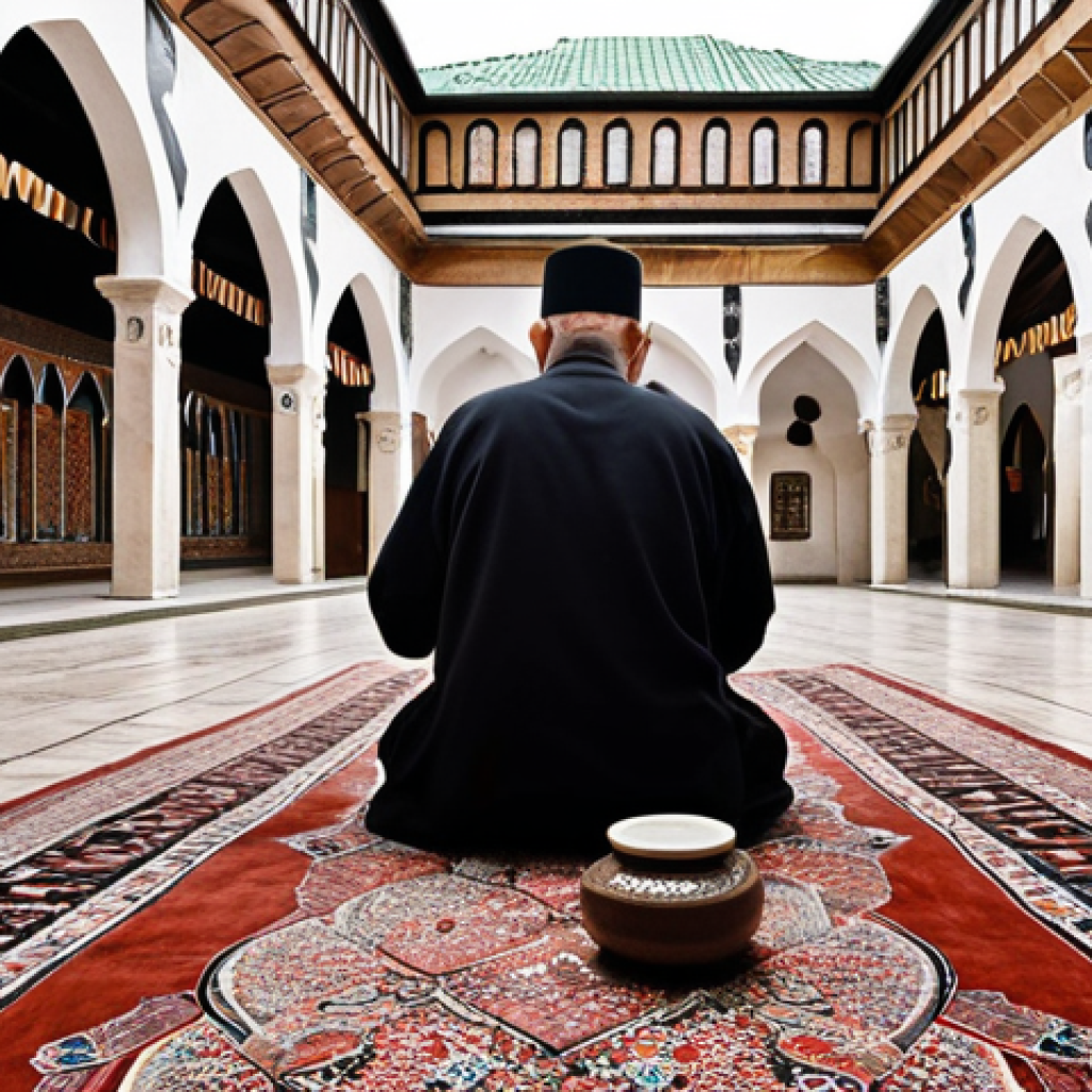 **Ottoman Legacy in Bosnia:** A bustling scene in Sarajevo's Baščaršija, showcasing Ottoman-era architecture, including a mosque with Islamic calligraphy, artisans crafting intricate carpets, and vibrant ceramics on display. Capture the historical atmosphere and fusion of cultures.