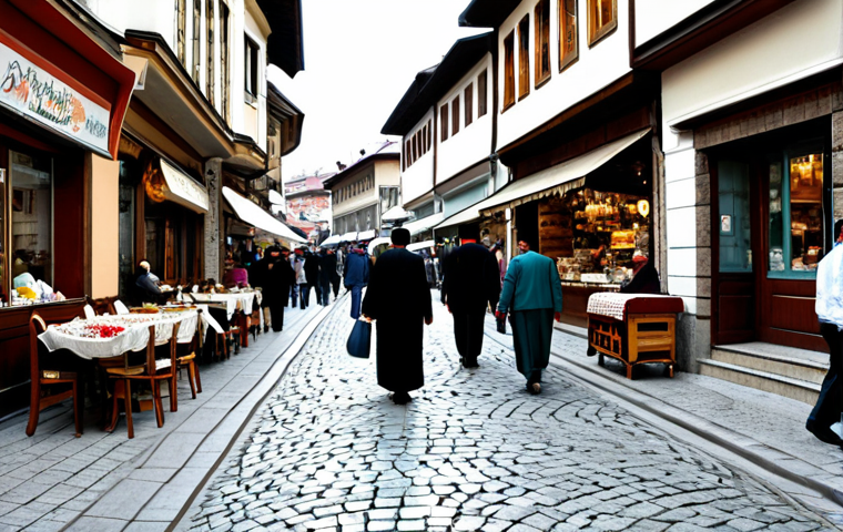 Sarajevo Street Scene**
"A bustling street in Sarajevo's Baščaršija, filled with people, fully clothed in modest, everyday attire. Traditional Ottoman-style buildings line the street with artisan shops and cafes. Cobblestone streets, a sunny day, safe for work, appropriate content, professional photography, perfect anatomy, correct proportions, natural pose, well-formed hands, proper finger count, natural body proportions, high quality, professional, family-friendly."
**
