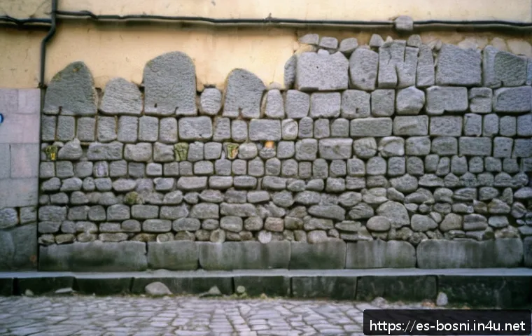 사라예보 장벽 투어 후기 - A detailed, close-up view of the Sarajevo Wall during the 1990s siege, showing the rough texture of ...